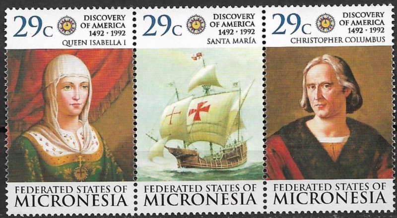 1992 Micronesia 151 Discovery Of America 500th Anniversary MNH strip of 3