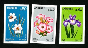 Andorra Stamps # 223, 225, 227 VF NH Imperforate Flowers Topicals