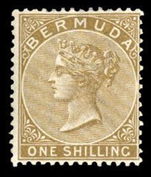 Bermuda #25 Cat$19, 1893 1sh olive bister, hinged, some gum wrinkles