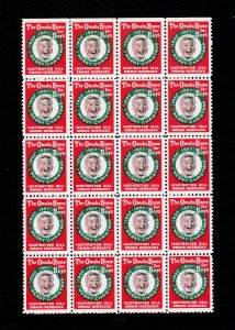 POSTER STAMP SEAL ⭐ THE OMAHA HOME FOR BOYS ⭐ 1957 BLOCK OF 20 MNH-OG