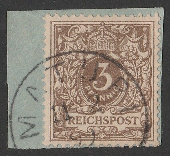 NEW GUINEA - GERMAN 1897 provisional use of Germany Numeral 3pf. Expertised.