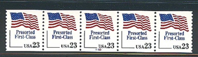 USA PNC SC# 2605 FLAG  $0.23c.PRESORTED FIRST CLASS PL# A333 W. A. PNC5 MNH