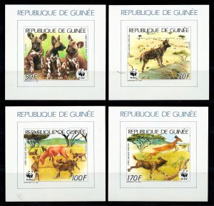 Guinea 1987 Sc#1069/1072 WWF AFRICAN WILD DOG 4 SOUVENIR SHEETS IMPERFORATED MNH