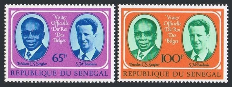 Senegal 407-408,MNH.Michel 562-563.Visit of King Baudouin,1975.President Senghor