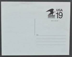 1991 US Sc. #CVUX2 Postal Buddy postal card, 19 cent, mint, good shape, creases