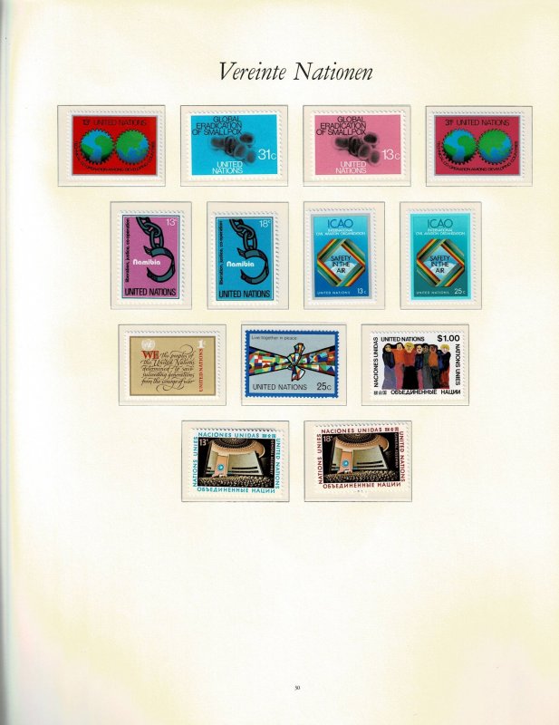 United Nations MNH Collection In Red Borek Hingless Album