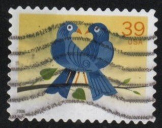 SC# 4029 - (39c) - Lovebirds - Used Single Off Paper