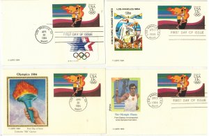 UX100 OLYMPIC TORCH POSTAL CARDS 1984 SET OF 10 DIFFERENT CACHETS