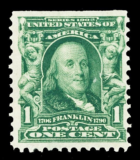 Scott 300 1c Franklin Regular Issue Mint F-VF Mildly Disturbed OG Cat $12