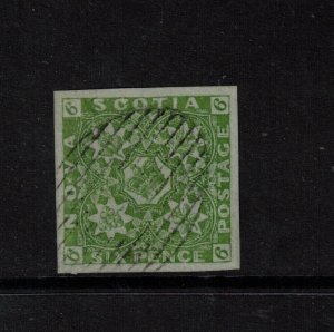 Nova Scotia #4 Extra Fine Used With Huge Margins & Light Cancel - Thin In Left