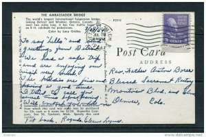 USA  1954 Postal Card  The Ambassador Bridge