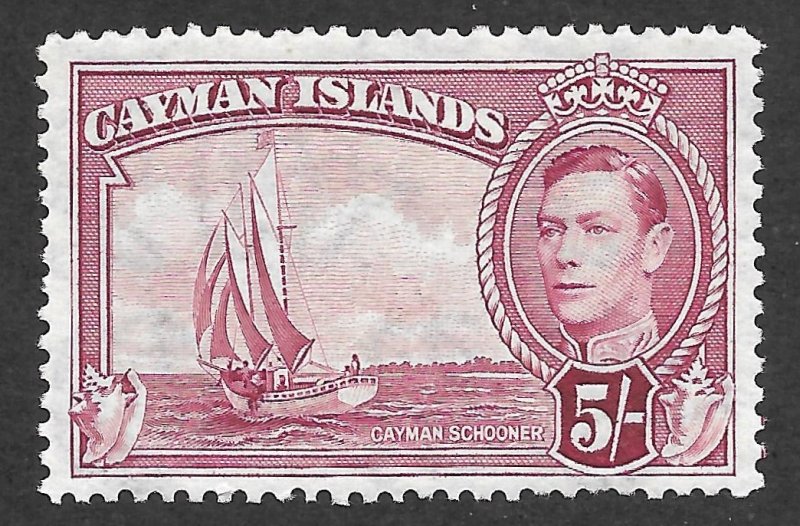 Doyle's_Stamps: Choice Cayman Islands King George VI 5/ Shilling Stamp, #110*