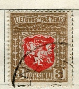 LITHUANIA;   1919 early issue fine used 3a. value