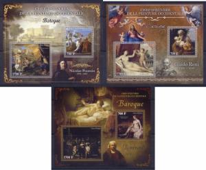 Masterpieces of Western Art Baroque Paintings Ivory Coast 15 MNH stamp sheets 