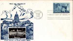 #938 Texas Statehood Crosby FDC