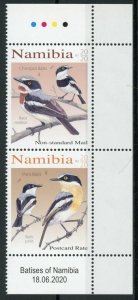 Namibia Birds on Stamps 2020 MNH Batises Pririt Chinspot Batis 2v Set + Selvedge