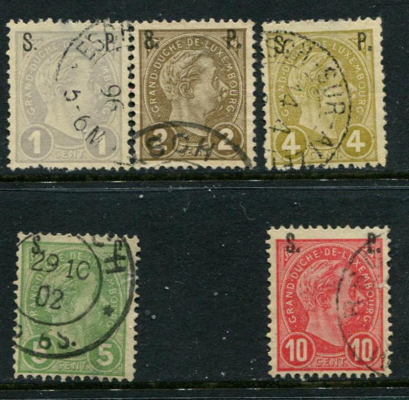 LUXEMBOURG O 75-79 USED 1895 OFFICIALS Perf 12 1/2