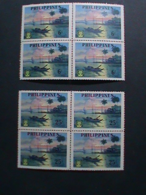 ​PHILIPPINES-1960-SC#817-8- WORLD REFUGEE YEAR -MNH BLOCKS- VERY FINE
