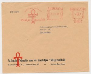 Meter cover Netherlands 1964 Federation for Mental Health - Cross - Amsterdam