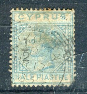 CYPRUS; 1880s early classic QV issue used ' 1/2 1/2 ' surcharged nice Shade