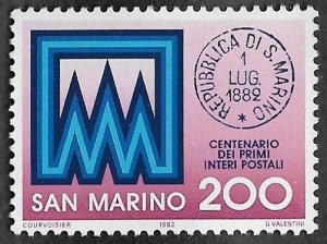 San Marino #1017  Postal Centenary  1982  MNH