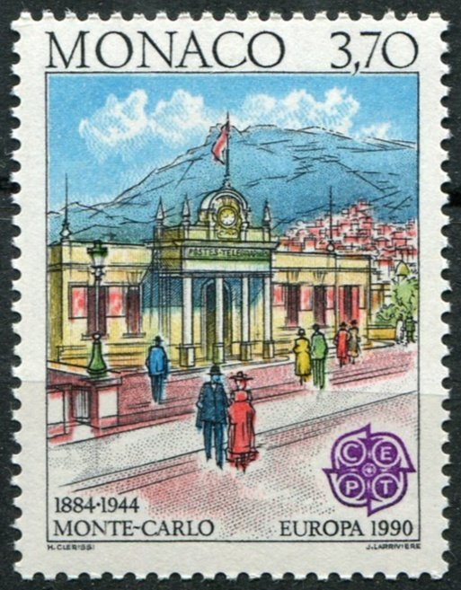 Monaco Sc#1717 MNH, 3.70f multi, Europa (C.E.P.T.) 1990 - Post Office Buildin...