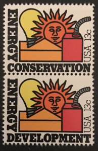 U.S. 1977 #1724a Pair,  Energy Conservation, MNH.