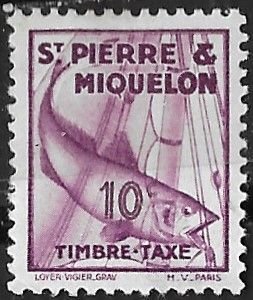 St. Pierre Miquelon # J33  Codfish  10c  1938  (1)  Unused VF