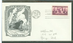 US 856 1939 3c 25th Anniversary of the Panama Canal (single) on an addressed FDC with a cachet from an unknown publisher.