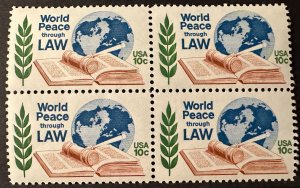 US # 1576 World Peace Through Law block of 4 1975 10c Mint NH