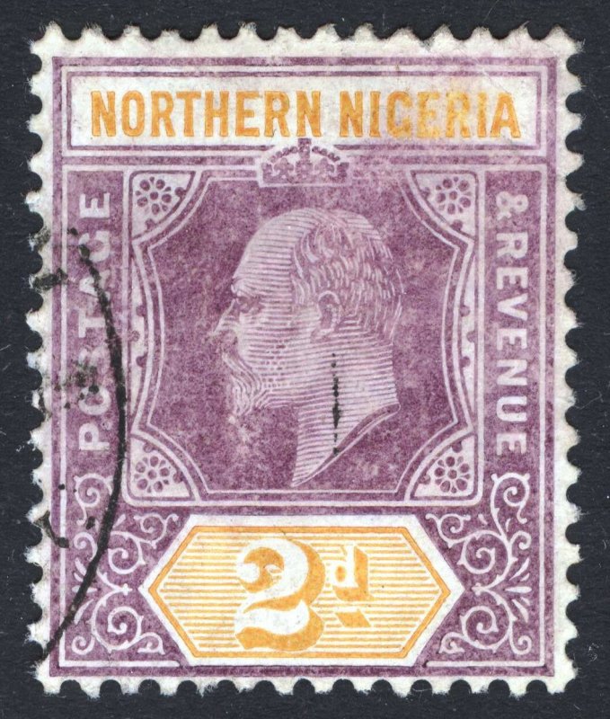 Northern Nigeria 1907 2d Purple & Yellow Chalky SG 22a Sc 21a FU Cat £32($53)