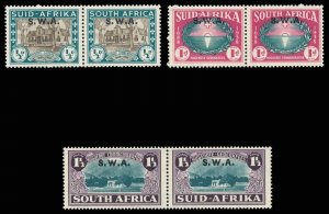 S.W.A. 1939 set complete in bilingual pairs MNH. SG 111-113. Sc B9-B11.