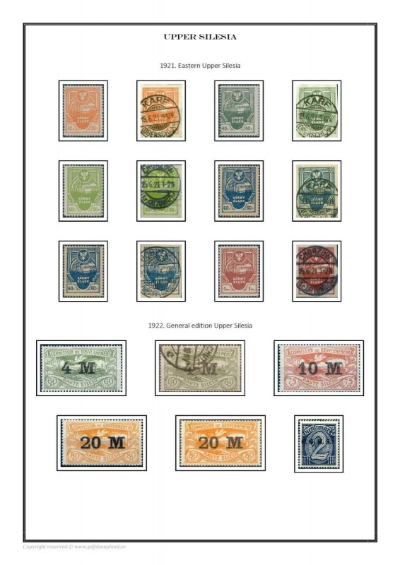 Upper Silecia 1920-1922 PDF (DIGITAL)  STAMP ALBUM PAGES