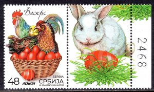 2176 - SERBIA 2024 - Easter - The Chicken - Rooster - Rabbit - MNH + Label