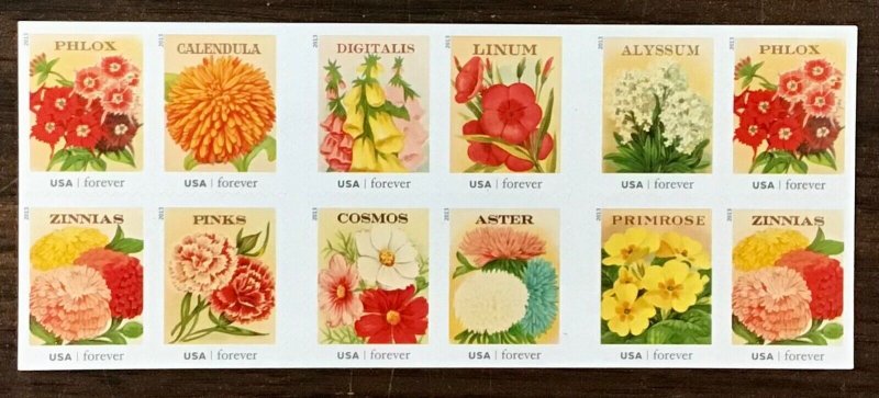 4763b  MNH  Vintage Seed Packets Double-sided Convertible Pane of 20  2013