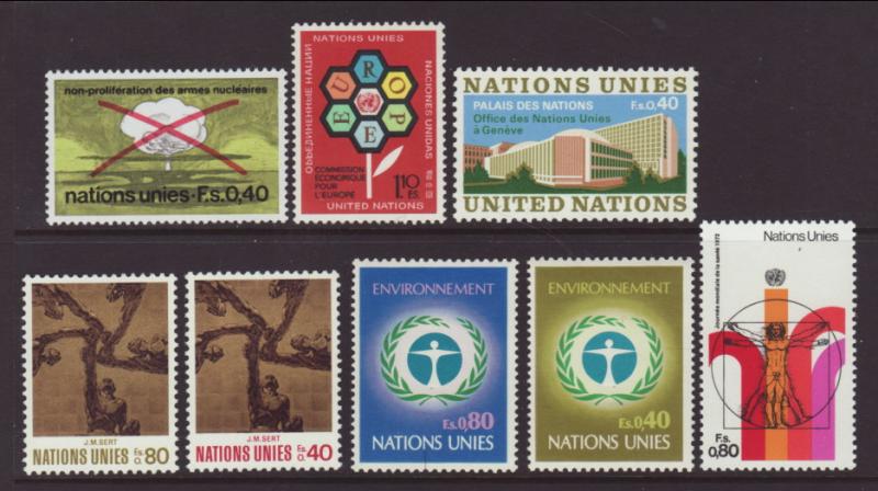 United Nations Geneva 22-29 Year Set 1972 MNH VF