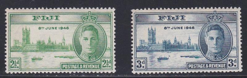 Fiji # 137-138, Peace Issue, some acid staining on backs, NH, 1/3 Cat.