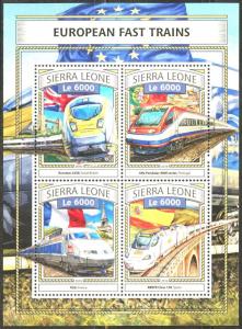 SIERRA LEONE  2016 EUROPEAN FAST TRAINS  SHEET MINT NH