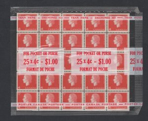 Canada #404bii  (1963 4c Cameo Cello-Pac of one sheet of 25) VFMNH CV $20.00