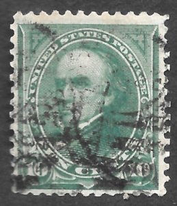 US Scott # 258 Used, 10¢, 1894, Dark Green, NH, NG, OC, Pencil Note on back