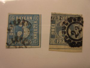 German States BAVARIA Scott 2, 2a USED Lot11 Cat $7