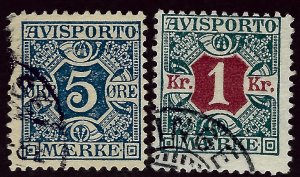 Denmark Newspaper stamps SC P2, P8 Used Fine...steal the deal!!