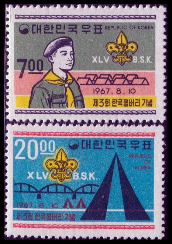 KOREA SC#580-581 3rd National BOY SCOUTS JAMBOREE (1967) MNH