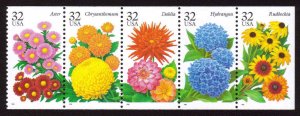 MALACK 2997a, 32c Garden Flowers,  Booklet Pane of 5 n4917 