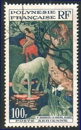 FRENCH POLYNESIA 1958 Gauguin 100f airmail Painting fine used cat £16......10547