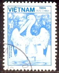 Pelican, Pelecanus Onocrotalus, Vietnam stamp SC#1472 used