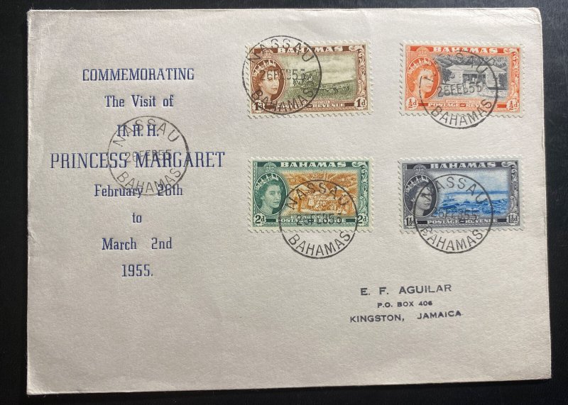 1955 Nassau Bahamas First Day Cover To Kingston Jamaica Princess Margaret Visit