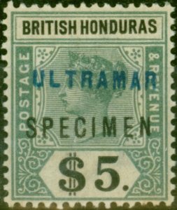 British Honduras 1899 $5 Green & Black Specimen SG65s Fine MNH 