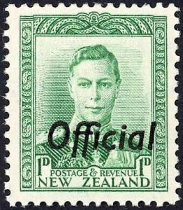 New Zealand SGO137 1d Green U/M opt OFFICIAL Cat 9 pounds