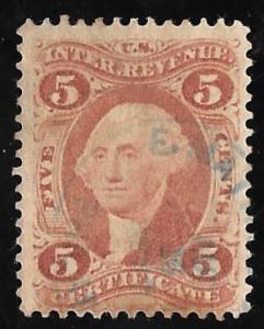 #R24C 5 cents Certificate, Red Revenue Stamp used F